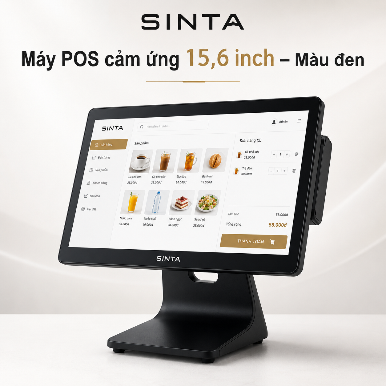 Máy POS cảm ứng 15,6 inch – Màu đen